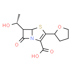 ChemSpider 2D Image | 6-[(1R)-1-Hydroxyethyl]-7-oxo-3-(tetrahydro-2-furanyl)-4-thia-1-azabicyclo[3.2.0]hept-2-ene-2-carboxylic acid | C12H15NO5S