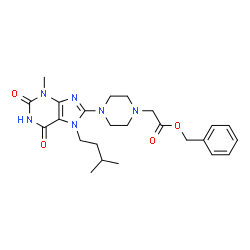 ChemSpider 2D Image | Benzyl {4-[3-methyl-7-(3-methylbutyl)-2,6-dioxo-2,3,6,7-tetrahydro-1H-purin-8-yl]-1-piperazinyl}acetate | C24H32N6O4