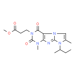 ChemSpider 2D Image | Methyl 3-(8-sec-butyl-1,7-dimethyl-2,4-dioxo-1,2,4,8-tetrahydro-3H-imidazo[2,1-f]purin-3-yl)propanoate | C17H23N5O4