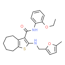 ChemSpider 2D Image | N-(2-Ethoxyphenyl)-2-{[(5-methyl-2-furyl)methyl]amino}-5,6,7,8-tetrahydro-4H-cyclohepta[b]thiophene-3-carboxamide | C24H28N2O3S