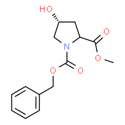 ChemSpider 2D Image | 1-Benzyl 2-methyl (4R)-4-hydroxy-1,2-pyrrolidinedicarboxylate | C14H17NO5