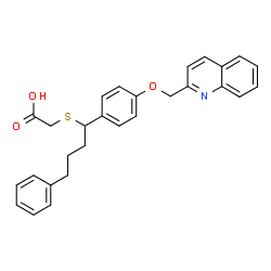 ChemSpider 2D Image | ({4-Phenyl-1-[4-(2-quinolinylmethoxy)phenyl]butyl}sulfanyl)acetic acid | C28H27NO3S
