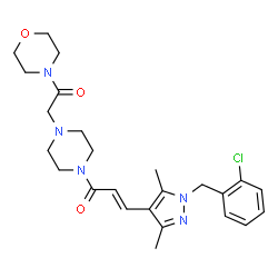 ChemSpider 2D Image | (2E)-3-[1-(2-Chlorobenzyl)-3,5-dimethyl-1H-pyrazol-4-yl]-1-{4-[2-(4-morpholinyl)-2-oxoethyl]-1-piperazinyl}-2-propen-1-one | C25H32ClN5O3