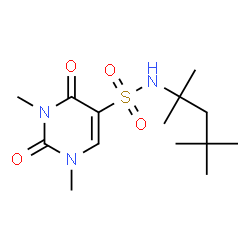 ChemSpider 2D Image | 1,3-Dimethyl-2,4-dioxo-N-(2,4,4-trimethyl-2-pentanyl)-1,2,3,4-tetrahydro-5-pyrimidinesulfonamide | C14H25N3O4S