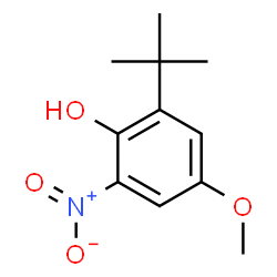 ChemSpider 2D Image | 4-Methoxy-2-(2-methyl-2-propanyl)-6-nitrophenol | C11H15NO4