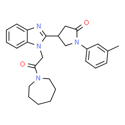 ChemSpider 2D Image | 4-{1-[2-(1-Azepanyl)-2-oxoethyl]-1H-benzimidazol-2-yl}-1-(3-methylphenyl)-2-pyrrolidinone | C26H30N4O2