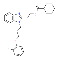 ChemSpider 2D Image | N-(2-{1-[3-(2-Methylphenoxy)propyl]-1H-benzimidazol-2-yl}ethyl)cyclohexanecarboxamide | C26H33N3O2