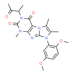 ChemSpider 2D Image | 8-(2,5-Dimethoxyphenyl)-1,6,7-trimethyl-3-(3-oxo-2-butanyl)-1H-imidazo[2,1-f]purine-2,4(3H,8H)-dione | C22H25N5O5