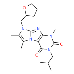 ChemSpider 2D Image | 3-Isobutyl-1,6,7-trimethyl-8-(tetrahydro-2-furanylmethyl)-1H-imidazo[2,1-f]purine-2,4(3H,8H)-dione | C19H27N5O3