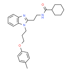 ChemSpider 2D Image | N-(2-{1-[3-(4-Methylphenoxy)propyl]-1H-benzimidazol-2-yl}ethyl)cyclohexanecarboxamide | C26H33N3O2