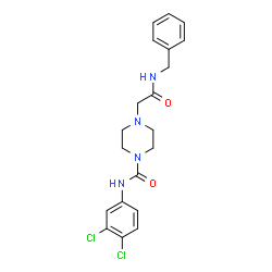 ChemSpider 2D Image | 4-[2-(Benzylamino)-2-oxoethyl]-N-(3,4-dichlorophenyl)-1-piperazinecarboxamide | C20H22Cl2N4O2