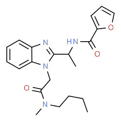 ChemSpider 2D Image | N-[1-(1-{2-[Butyl(methyl)amino]-2-oxoethyl}-1H-benzimidazol-2-yl)ethyl]-2-furamide | C21H26N4O3