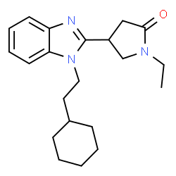 ChemSpider 2D Image | 4-[1-(2-Cyclohexylethyl)-1H-benzimidazol-2-yl]-1-ethyl-2-pyrrolidinone | C21H29N3O