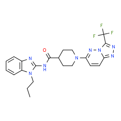 ChemSpider 2D Image | N-(1-Propyl-1H-benzimidazol-2-yl)-1-[3-(trifluoromethyl)[1,2,4]triazolo[4,3-b]pyridazin-6-yl]-4-piperidinecarboxamide | C22H23F3N8O