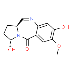 ChemSpider 2D Image | (3R,11aS)-1,2,3,11a-Tetrahydro-3,8-dihydroxy-7-methoxy-5H-pyrrolo[2,1-c][1,4]benzodiazepin-5-one | C13H14N2O4