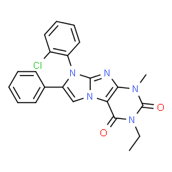 ChemSpider 2D Image | 8-(2-Chlorophenyl)-3-ethyl-1-methyl-7-phenyl-1H-imidazo[2,1-f]purine-2,4(3H,8H)-dione | C22H18ClN5O2