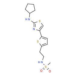 ChemSpider 2D Image | N-(2-{5-[2-(Cyclopentylamino)-1,3-thiazol-4-yl]-2-thienyl}ethyl)methanesulfonamide | C15H21N3O2S3