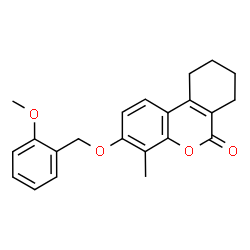ChemSpider 2D Image | 3-[(2-Methoxybenzyl)oxy]-4-methyl-7,8,9,10-tetrahydro-6H-benzo[c]chromen-6-one | C22H22O4