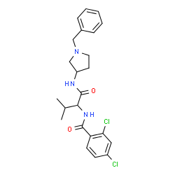 ChemSpider 2D Image | N-{1-[(1-Benzyl-3-pyrrolidinyl)amino]-3-methyl-1-oxo-2-butanyl}-2,4-dichlorobenzamide | C23H27Cl2N3O2
