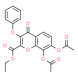 ChemSpider 2D Image | Ethyl 7,8-diacetoxy-4-oxo-3-phenoxy-4H-chromene-2-carboxylate | C22H18O9