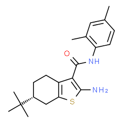 ChemSpider 2D Image | (6R)-2-Amino-N-(2,4-dimethylphenyl)-6-(2-methyl-2-propanyl)-4,5,6,7-tetrahydro-1-benzothiophene-3-carboxamide | C21H28N2OS