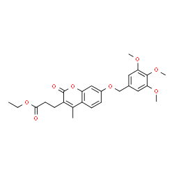 ChemSpider 2D Image | Ethyl 3-{4-methyl-2-oxo-7-[(3,4,5-trimethoxybenzyl)oxy]-2H-chromen-3-yl}propanoate | C25H28O8