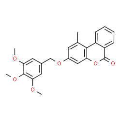 ChemSpider 2D Image | 1-Methyl-3-[(3,4,5-trimethoxybenzyl)oxy]-6H-benzo[c]chromen-6-one | C24H22O6