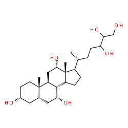 ChemSpider 2D Image | (3R,5S,7R,8R,9S,10S,12S,13R)-10,13-Dimethyl-17-[(2R)-5,6,7-trihydroxy-2-heptanyl]hexadecahydro-1H-cyclopenta[a]phenanthrene-3,7,12-triol | C26H46O6