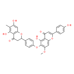 ChemSpider 2D Image | 6-[4-(5,7-Dihydroxy-6-methyl-4-oxo-3,4-dihydro-2H-chromen-2-yl)phenoxy]-5-hydroxy-2-(4-hydroxyphenyl)-7-methoxy-4H-chromen-4-one | C32H24O10