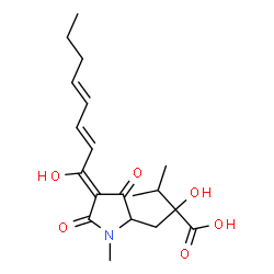 ChemSpider 2D Image | 2-Hydroxy-2-({(4Z)-4-[(2E,4E)-1-hydroxy-2,4-octadien-1-ylidene]-1-methyl-3,5-dioxo-2-pyrrolidinyl}methyl)-3-methylbutanoic acid | C19H27NO6