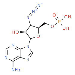 ChemSpider 2D Image | 9-[(3xi)-3-Azido-3-deoxy-5-O-phosphono-D-erythro-pentofuranosyl]-9H-purin-6-amine | C10H13N8O6P