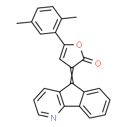 ChemSpider 2D Image | 5-(2,5-Dimethylphenyl)-3-(5H-indeno[1,2-b]pyridin-5-ylidene)-2(3H)-furanone | C24H17NO2