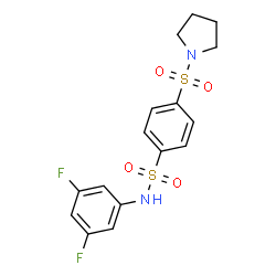 ChemSpider 2D Image | N-(3,5-Difluorophenyl)-4-(1-pyrrolidinylsulfonyl)benzenesulfonamide | C16H16F2N2O4S2