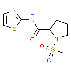 ChemSpider 2D Image | 1-(Methylsulfonyl)-N-1,3-thiazol-2-ylprolinamide | C9H13N3O3S2