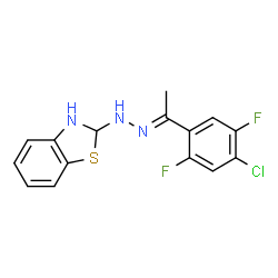 ChemSpider 2D Image | 2-{(2E)-2-[1-(4-Chloro-2,5-difluorophenyl)ethylidene]hydrazino}-2,3-dihydro-1,3-benzothiazole | C15H12ClF2N3S