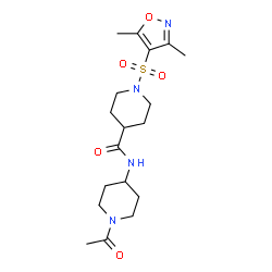 ChemSpider 2D Image | N-(1-Acetyl-4-piperidinyl)-1-[(3,5-dimethyl-1,2-oxazol-4-yl)sulfonyl]-4-piperidinecarboxamide | C18H28N4O5S