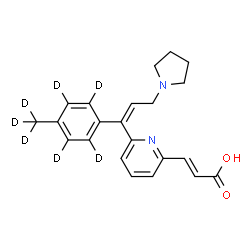 ChemSpider 2D Image | (2E)-3-{6-[(1Z)-1-[4-(~2~H_3_)Methyl(~2~H_4_)phenyl]-3-(1-pyrrolidinyl)-1-propen-1-yl]-2-pyridinyl}acrylic acid | C22H17D7N2O2