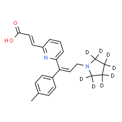ChemSpider 2D Image | (2E)-3-(6-{(1Z)-1-(4-Methylphenyl)-3-[(~2~H_8_)-1-pyrrolidinyl]-1-propen-1-yl}-2-pyridinyl)acrylic acid | C22H16D8N2O2