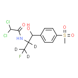 ChemSpider 2D Image | 2,2-Dichloro-N-{3-fluoro-1-hydroxy-1-[4-(methylsulfonyl)phenyl](2,3,3-~2~H_3_)-2-propanyl}acetamide | C12H11D3Cl2FNO4S