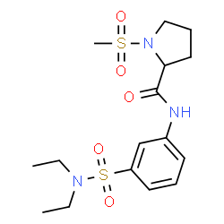 ChemSpider 2D Image | N-[3-(Diethylsulfamoyl)phenyl]-1-(methylsulfonyl)prolinamide | C16H25N3O5S2