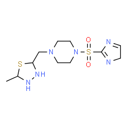 ChemSpider 2D Image | 1-(4H-Imidazol-2-ylsulfonyl)-4-[(5-methyl-1,3,4-thiadiazolidin-2-yl)methyl]piperazine | C11H20N6O2S2