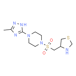 ChemSpider 2D Image | 1-(3-Methyl-1H-1,2,4-triazol-5-yl)-4-[(1,3-thiazolidin-4-ylmethyl)sulfonyl]piperazine | C11H20N6O2S2