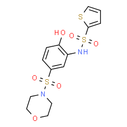 ChemSpider 2D Image | N-[2-Hydroxy-5-(4-morpholinylsulfonyl)phenyl]-2-thiophenesulfonamide | C14H16N2O6S3