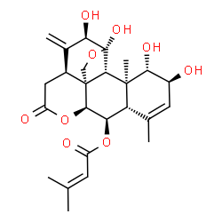 ChemSpider 2D Image | (1beta,2alpha,6alpha,11alpha,12alpha)-1,2,11,12-Tetrahydroxy-16-oxo-11,20-epoxypicrasa-3,13(21)-dien-6-yl 3-methyl-2-butenoate | C25H32O9