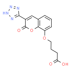 ChemSpider 2D Image | 4-{[2-Oxo-3-(1H-tetrazol-5-yl)-2H-chromen-8-yl]oxy}butanoic acid | C14H12N4O5