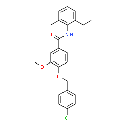 ChemSpider 2D Image | 4-[(4-Chlorobenzyl)oxy]-N-(2-ethyl-6-methylphenyl)-3-methoxybenzamide | C24H24ClNO3