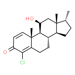 ChemSpider 2D Image | (11beta,17alpha)-4-Chloro-11-hydroxy-17-methylandrosta-1,4-dien-3-one | C20H27ClO2