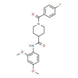 ChemSpider 2D Image | N-(2,4-Dimethoxyphenyl)-1-(4-fluorobenzoyl)-4-piperidinecarboxamide | C21H23FN2O4