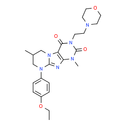 ChemSpider 2D Image | 9-(4-Ethoxyphenyl)-1,7-dimethyl-3-[2-(4-morpholinyl)ethyl]-6,7,8,9-tetrahydropyrimido[2,1-f]purine-2,4(1H,3H)-dione | C24H32N6O4