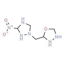 ChemSpider 2D Image | 2-[(3-Nitro-1,2,4-triazolidin-1-yl)methyl]-1,3,4-oxadiazolidine | C5H12N6O3